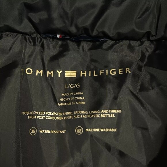 Tommy Hilfiger Women's Zip-up Short Puffer Coat Size L Black Zippered Pockets - Picture 15 of 16